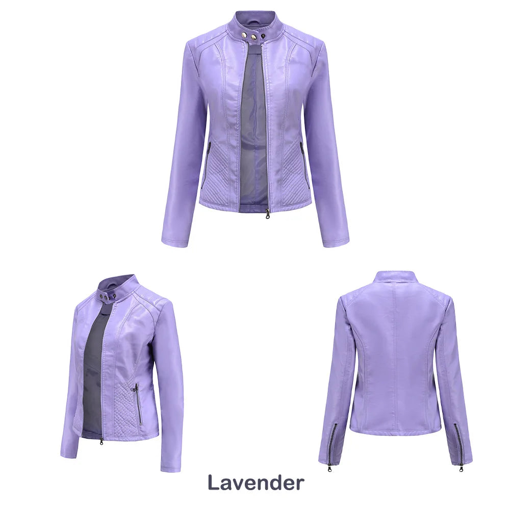 Giacca in pelle da donna nuova primavera autunno giacche da donna moto di grandi dimensioni colletto alla coreana giacca in pelle PU capispalla femminile 3XL