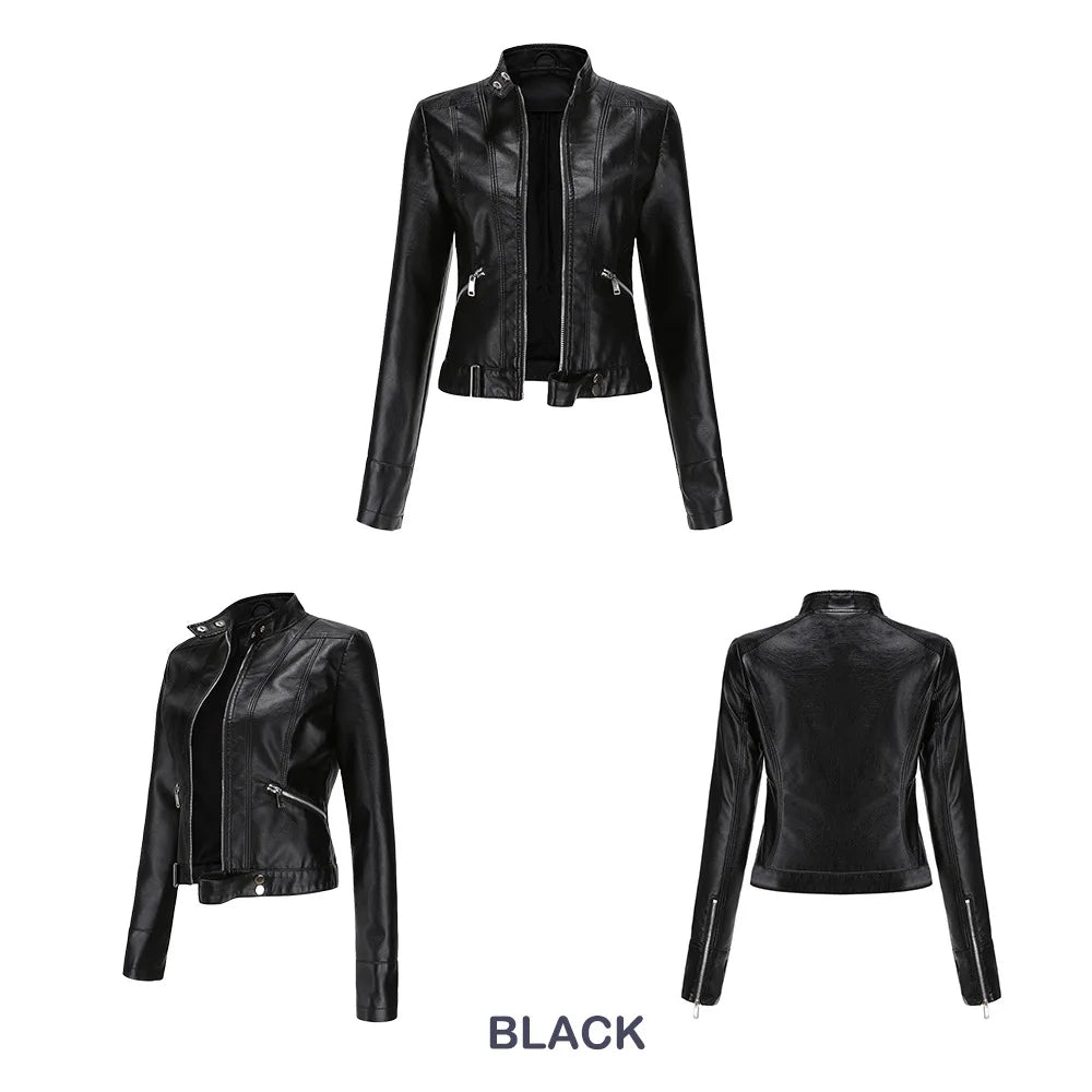 Giacca in Ecopelle da Donna 2026 Nuova Collezione Primavera Autunno Cappotto Donna Capospalla Nero Rosso Caffè Marrone Viola Chaqueta Mujer 3XL XXXL 2XL