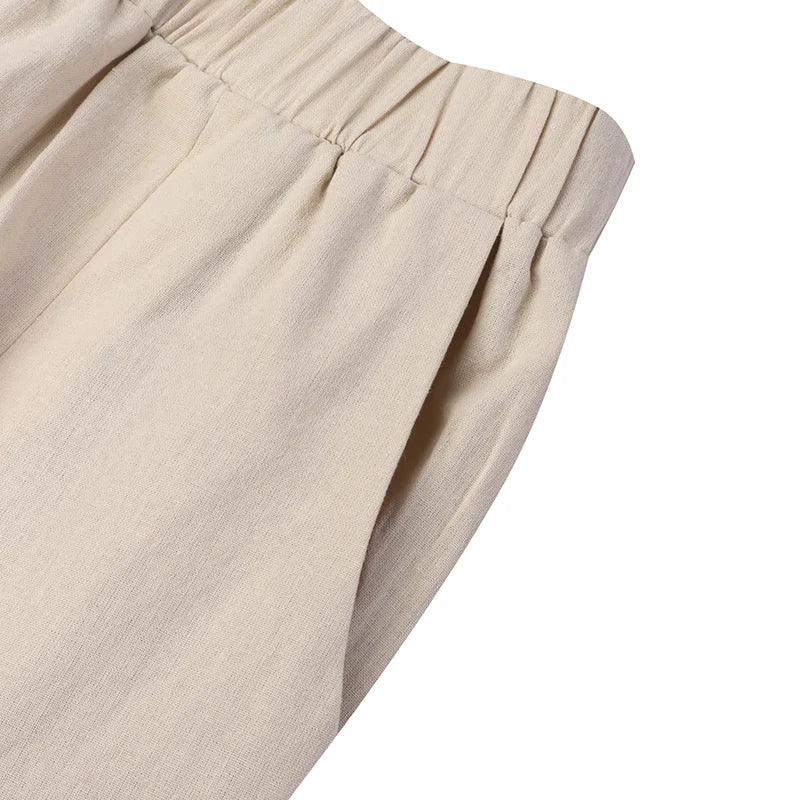 ZANZEA Estate Elastico In Vita Solido Pantaloni Donna Casual Pantaloni Larghi Elegante Allentato Gamba Larga Pantalon Vintage Cotone Rapa 2024