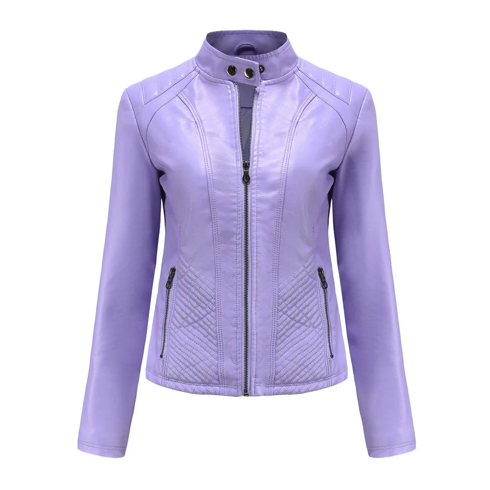 Giacca in pelle da donna nuova primavera autunno giacche da donna moto di grandi dimensioni colletto alla coreana giacca in pelle PU capispalla femminile 3XL