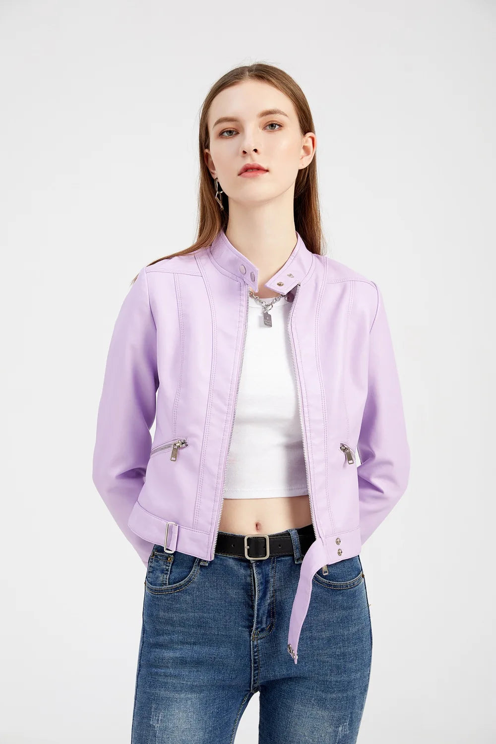 Giacca in Ecopelle da Donna 2026 Nuova Collezione Primavera Autunno Cappotto Donna Capospalla Nero Rosso Caffè Marrone Viola Chaqueta Mujer 3XL XXXL 2XL