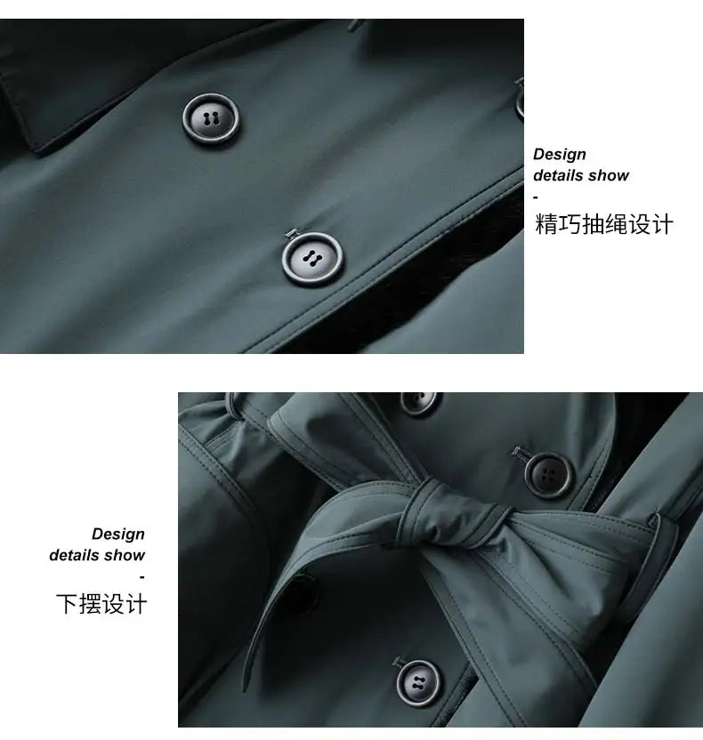 Lautaro Trench invernale lungo caldo e spesso con pelliccia sintetica, tasche interne con cintura, doppio petto, foderato in pelliccia di lusso per donna
