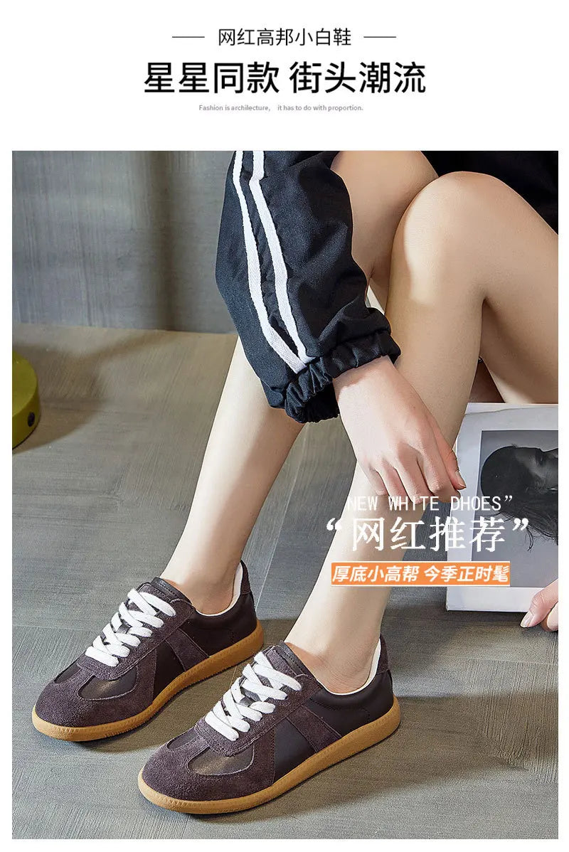 Dechun scarpe da donna in pelle retrò piccole scarpe bianche versatili nuovo tempo libero