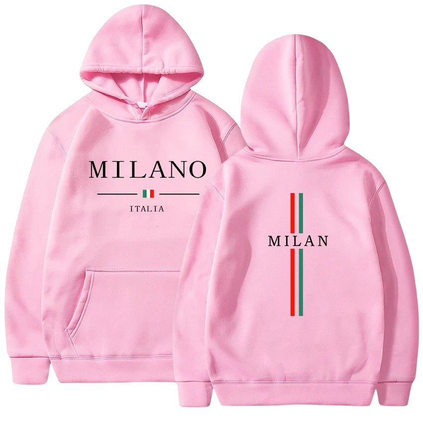 Felpa con cappuccio da donna da uomo Felpa con stampa Milano Pullover Casual da jogging Abbigliamento da uomo di alta qualità Tuta quotidiana Y2k Top 2025