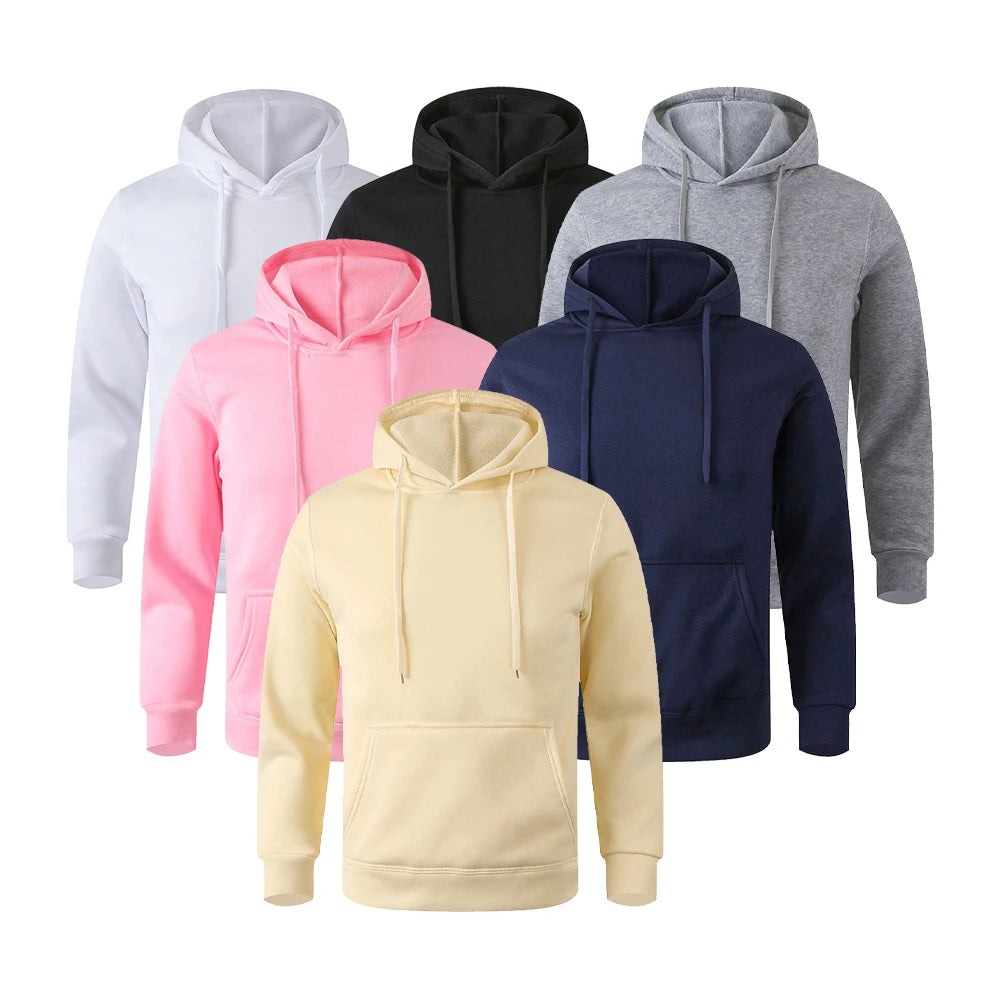 Felpa calda da uomo e da donna Casual tinta unita Streetwear Pullover Sport Fitness Felpe con cappuccio tascabili Multi colore