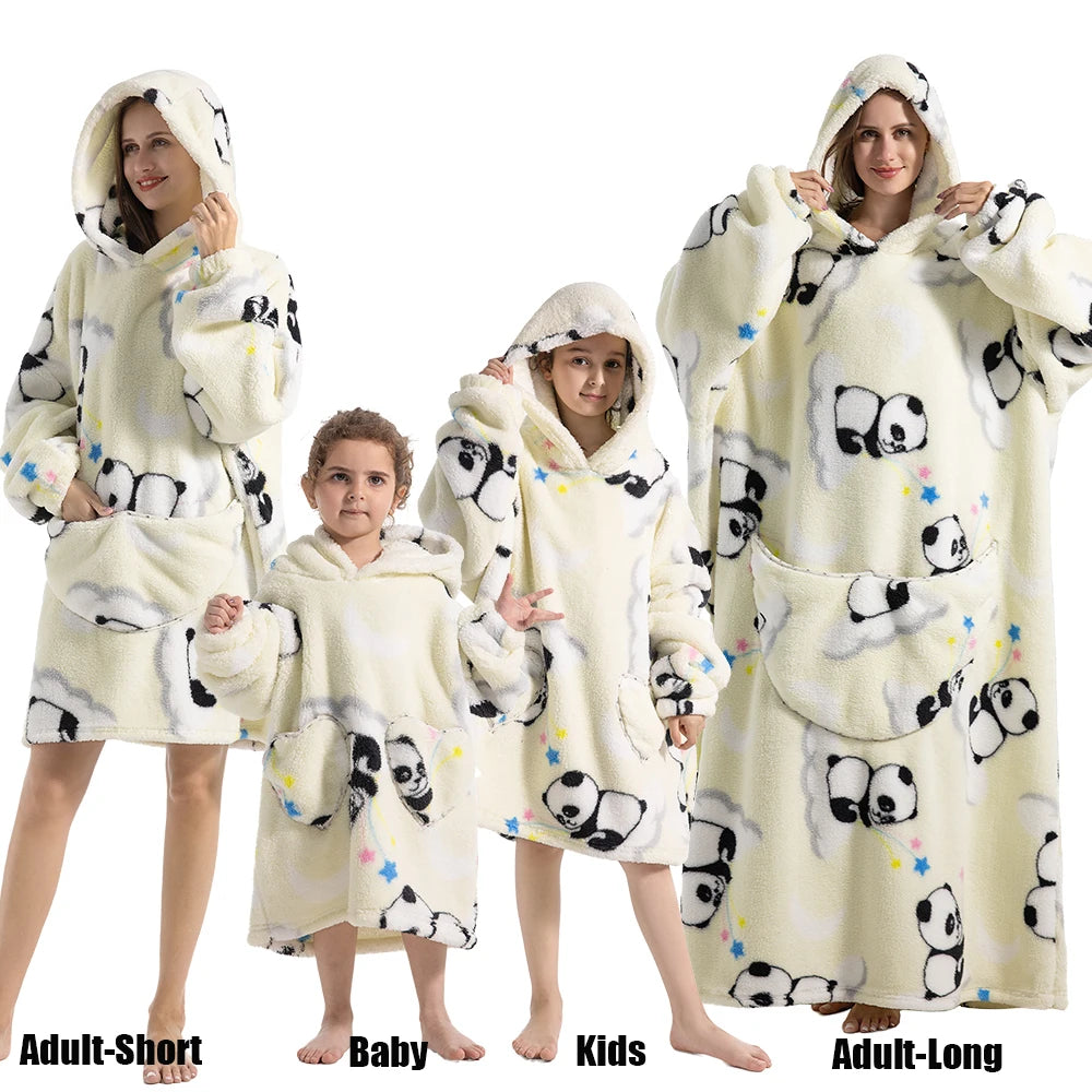 Felpe con cappuccio extra lunghe per donna Abbigliamento invernale per la casa Coperte di flanella per adulti con maniche Felpe con cappuccio morbide e calde per ragazze