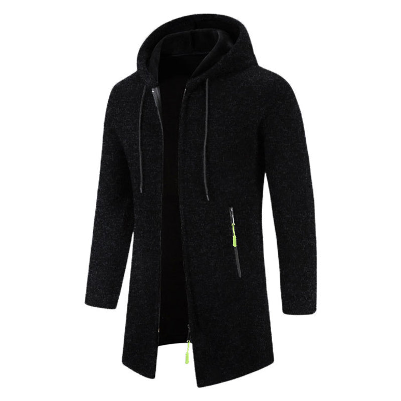 Felpe con cappuccio da uomo Felpe a maniche lunghe da uomo con cerniera con cappuccio Giacca invernale oversize da uomo Cappotto maglione nero