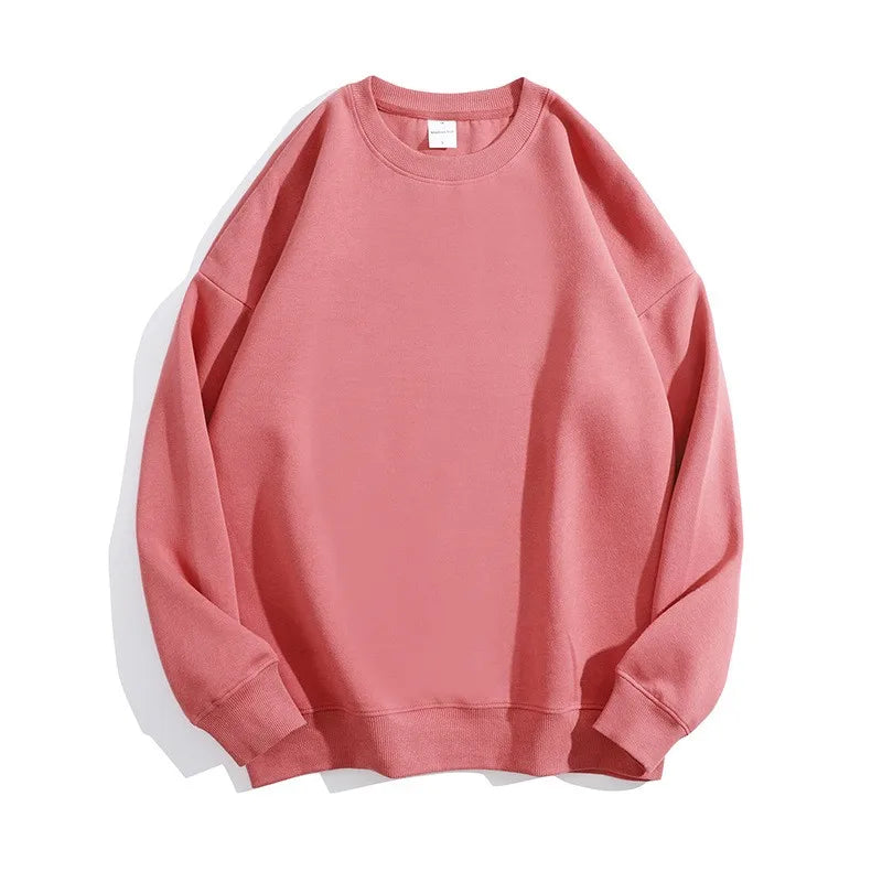 Maglione con spalle scoperte e collo rotondo in cotone sano di alta qualità da 40 colori per uomo e donna, ampio con spalle scoperte oversize