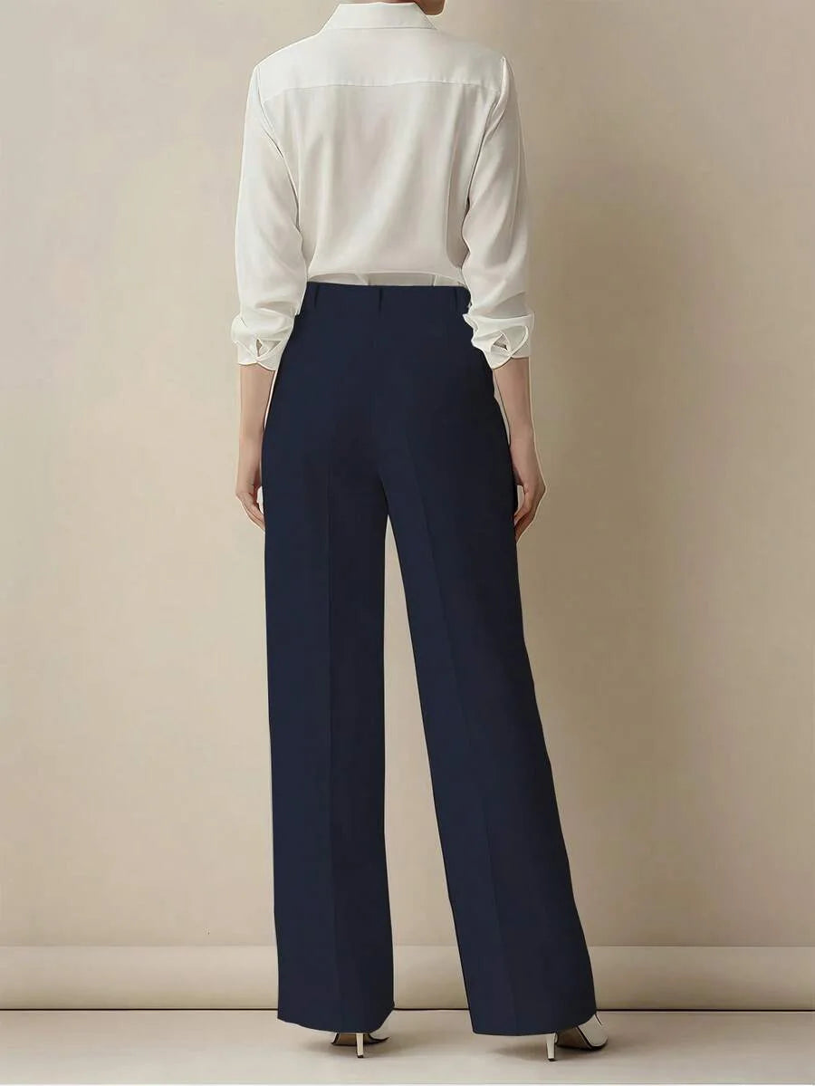 Pantaloni larghi pieghettati a vita alta da donna casual in tinta unita Pantaloni da lavoro Primavera Autunno Nuovi pantaloni dritti Pantaloni su misura da ufficio
