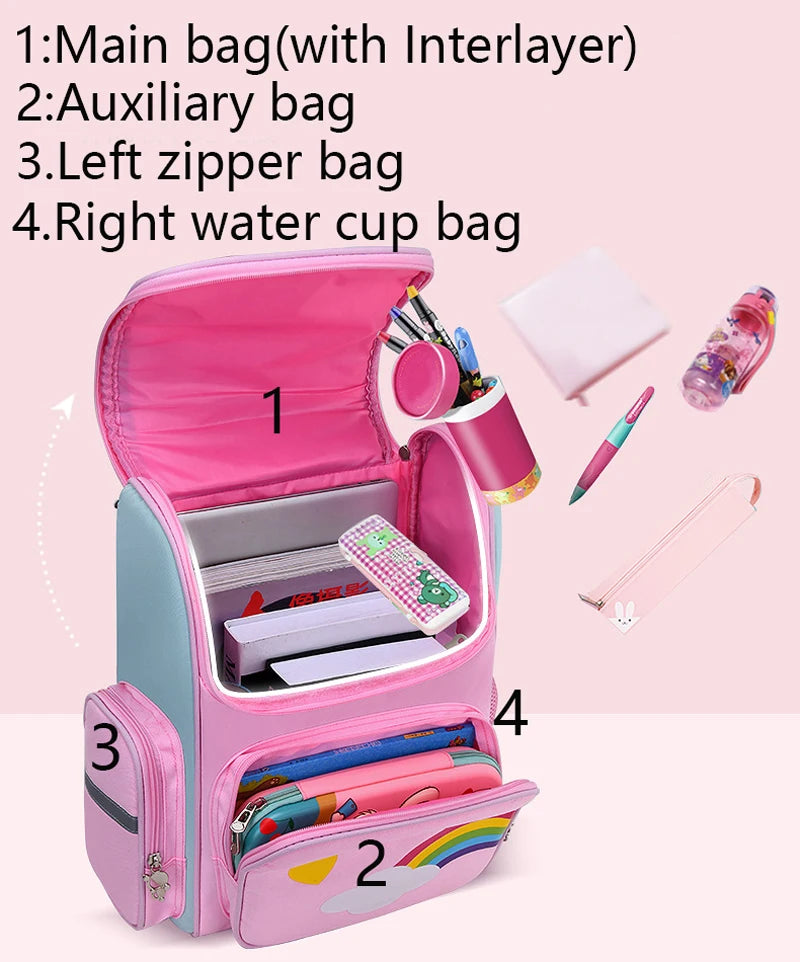 Zaino per bambina con borsa da scuola per adolescenti con stampa unicorno impermeabile di grande capacità per 2-16 anni Zaino per bambini Kawaii carino