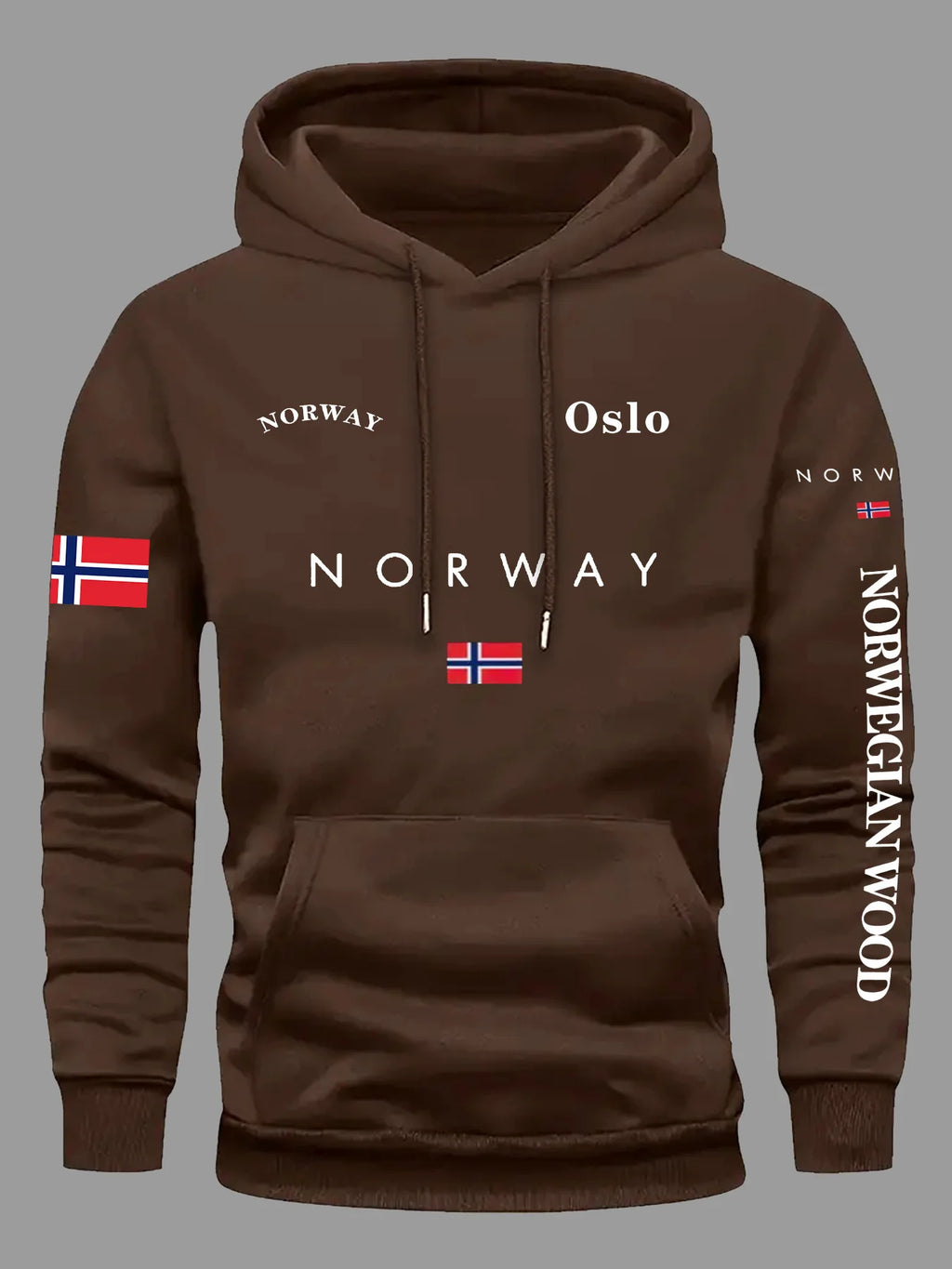 Ultimo modello - Giacca sportiva con cappuccio unisex con stampa della bandiera norvegese, trendy, ampia e calda.