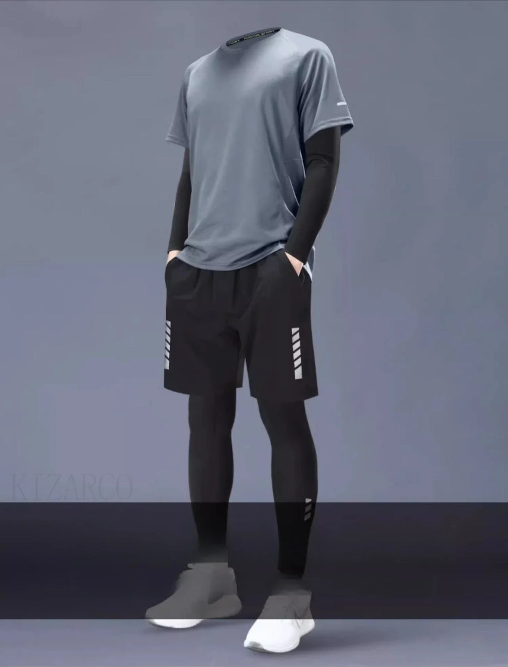 Abbigliamento fitness T-shirt ad asciugatura rapida in seta di ghiaccio Tuta da uomo Manica corta Abbigliamento sportivo da corsa Pantaloncini Tuta Set da allenamento sportivo da palestra
