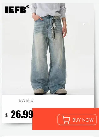 IEFB Pantaloni in denim da uomo estivi Vecchio blu lavato Jeans maschili Dritto Casual da uomo Pantaloni larghi a gamba larga Nuova moda 9C354