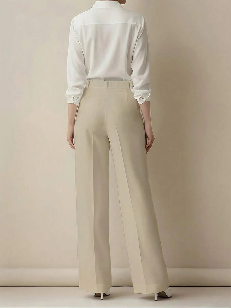 Pantaloni larghi pieghettati a vita alta da donna casual in tinta unita Pantaloni da lavoro Primavera Autunno Nuovi pantaloni dritti Pantaloni su misura da ufficio