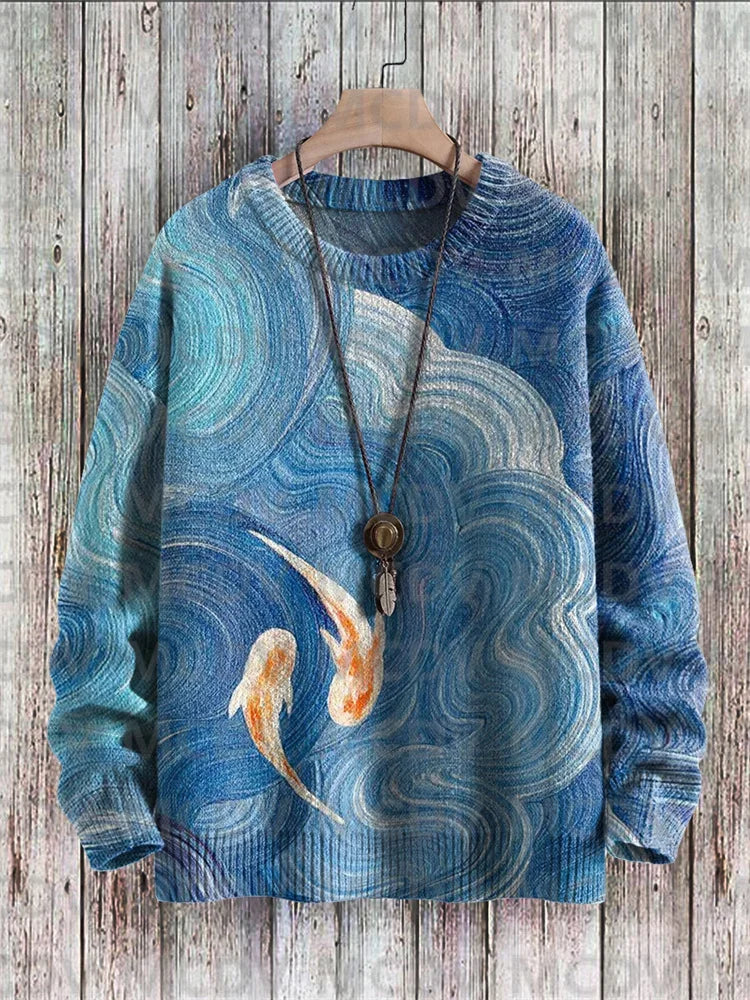 Maglione pullover lavorato a maglia con stampa multicolore casual Rainbow Art da uomo per pullover da donna