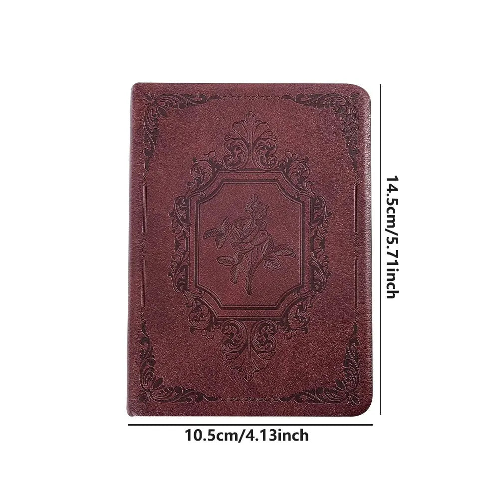 144 Sheets A6 Vintage PU Leather Journal Book Portable Lined Thick Paper Notebook Writing Diary Monthly Schedule Weekly Planner