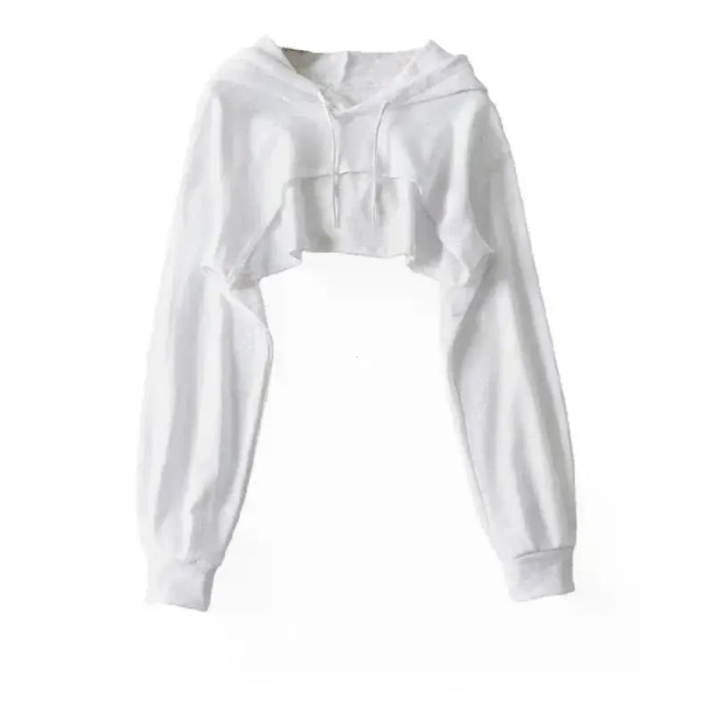 Felpa con cappuccio femminile Personalità Crop irregolare Stile ultra corto Top a maniche lunghe Felpa con spedizione di goccia femminile Y2k