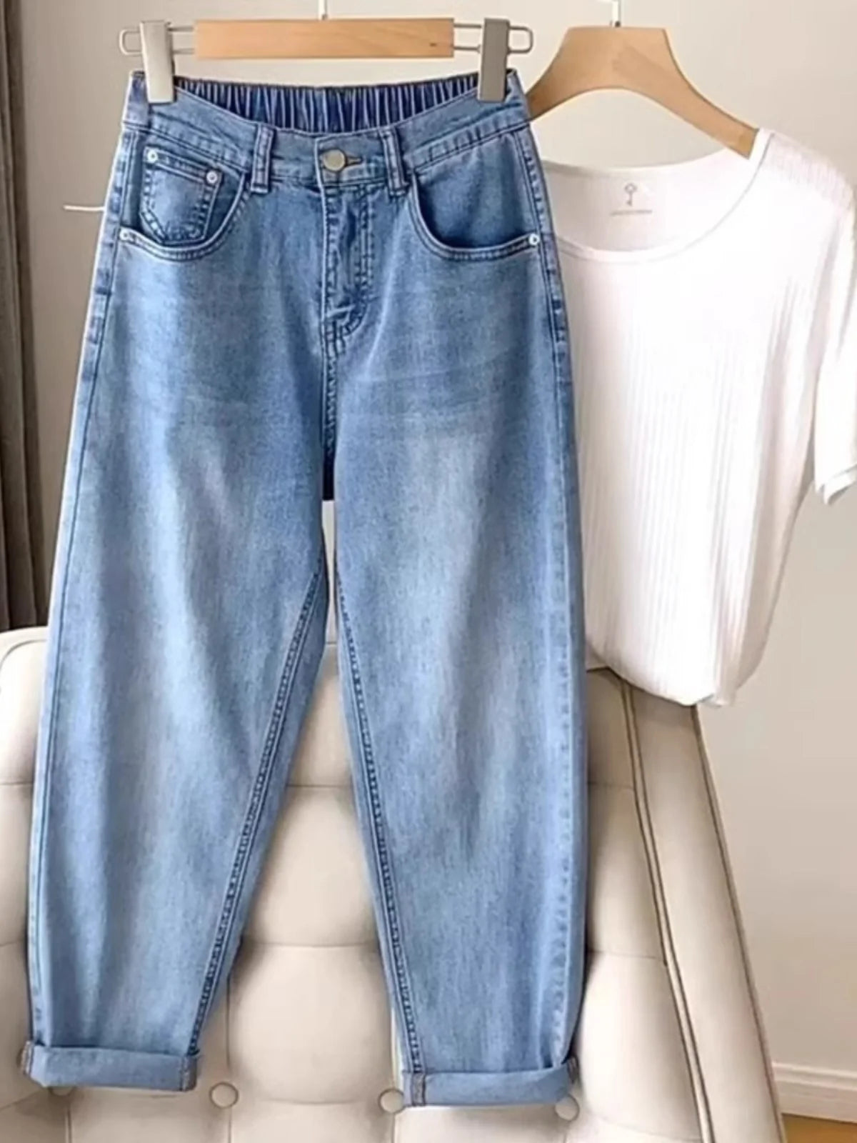 Nuovi Jeans Estivi Sottili Taglie Forti da Donna, Pantaloni Harlan Larghi che Nascondono il Corpo, Trendy per Donne con Forma a Pera e Curvilinee