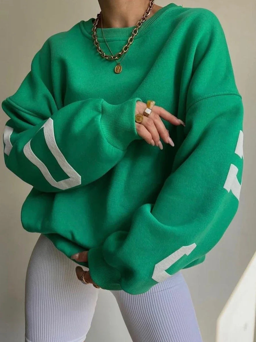 Combhasaki Y2K Grunge Pullover allentato da donna Felpe con stampa di lettere Top a maniche lunghe ispessiti casual Felpa con cappuccio autunnale Streetwear