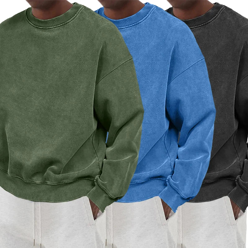 Felpe vintage solide Abbigliamento sportivo da uomo in cotone lavato Pullover autunnali caldi Felpa con cappuccio comoda e casual Streetwers oversize alla moda
