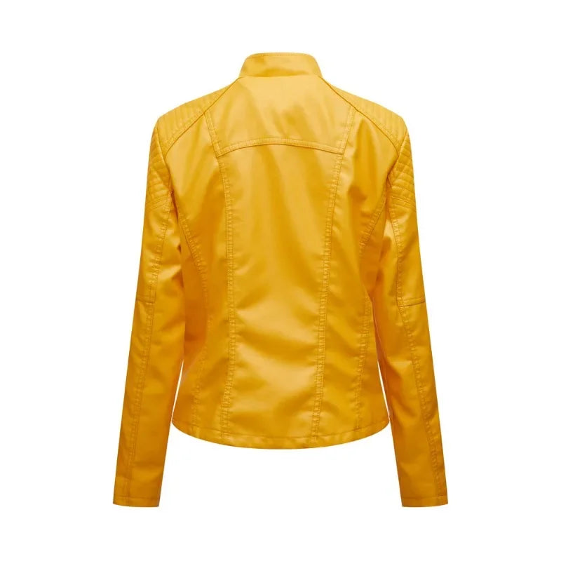 Primavera autunno sezione corta manica lunga giacca con cerniera giacca Slim in ecopelle Casual tinta unita giacca moda capispalla allentata