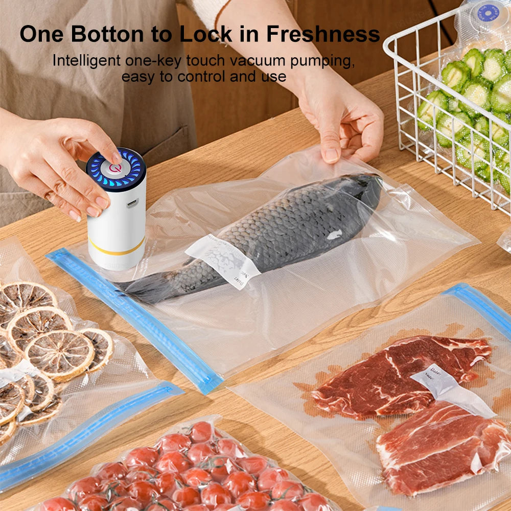 Electric Vacuum Sealer Pump Handheld Mini Electric Vacuum Pump Mini Food Vacuum Sealer Machine with Reusable Vacuum Sealing Bags