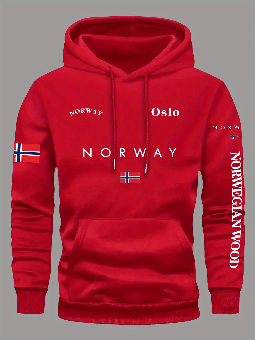 Ultimo modello - Giacca sportiva con cappuccio unisex con stampa della bandiera norvegese, trendy, ampia e calda.