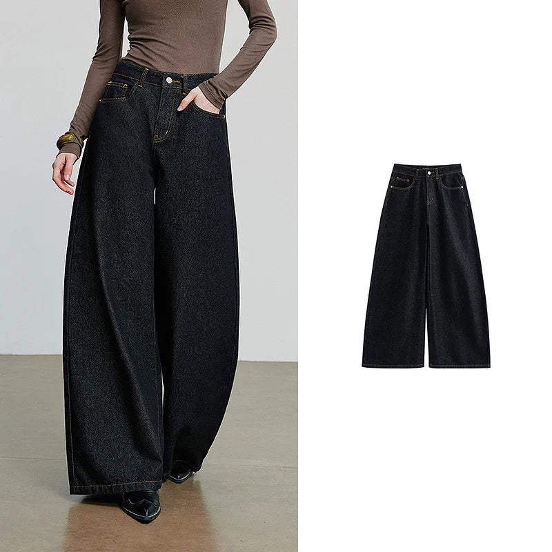TOYOUTH Jeans denim da donna 2025 Autunno Nuovi pantaloni larghi a banana curvi larghi