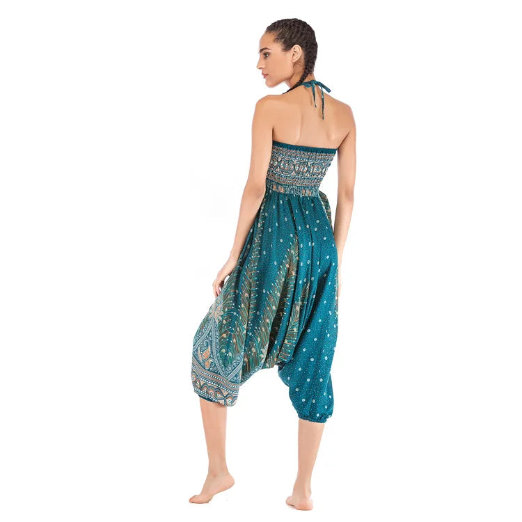 Pantaloni della Boemia Donna Pantalones Mujer Hippie Vita alta Rayon Harem Baggy Boho Yoga Beach Wear Pour Femme Calca Feminina Stampato