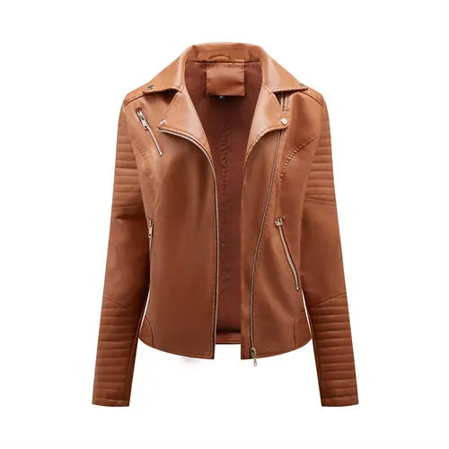 2026 Giacca in ecopelle da donna di nuova moda, cappotto casual in PU con cerniera primavera autunno, capispalla da motociclista femminile abbigliamento da donna S-XXXL
