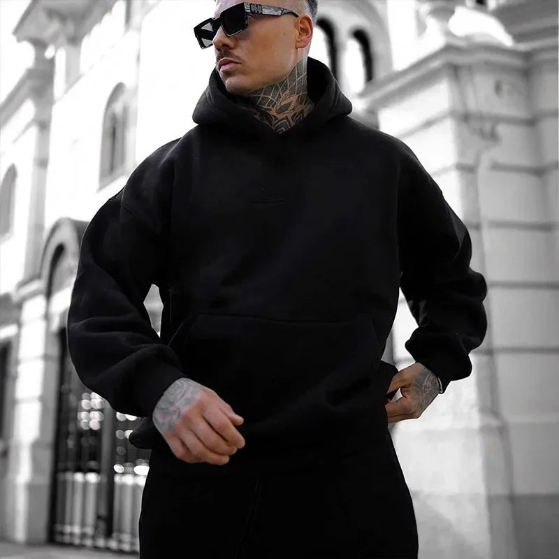 2025 Autunno/Inverno Nuovo Arrivo Felpa Con Cappuccio da Uomo di Alta Qualità di Colore Solido Felpa con Cappuccio Maschile Casa All'aperto Casual Moda Pullover