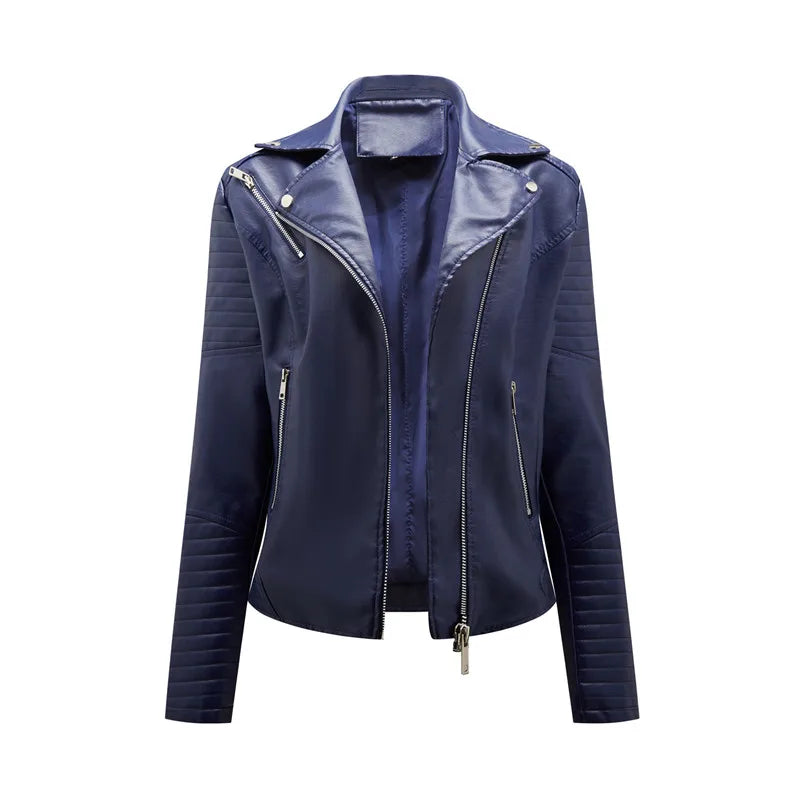 2026 Giacca in ecopelle da donna di nuova moda, cappotto casual in PU con cerniera primavera autunno, capispalla da motociclista femminile abbigliamento da donna S-XXXL