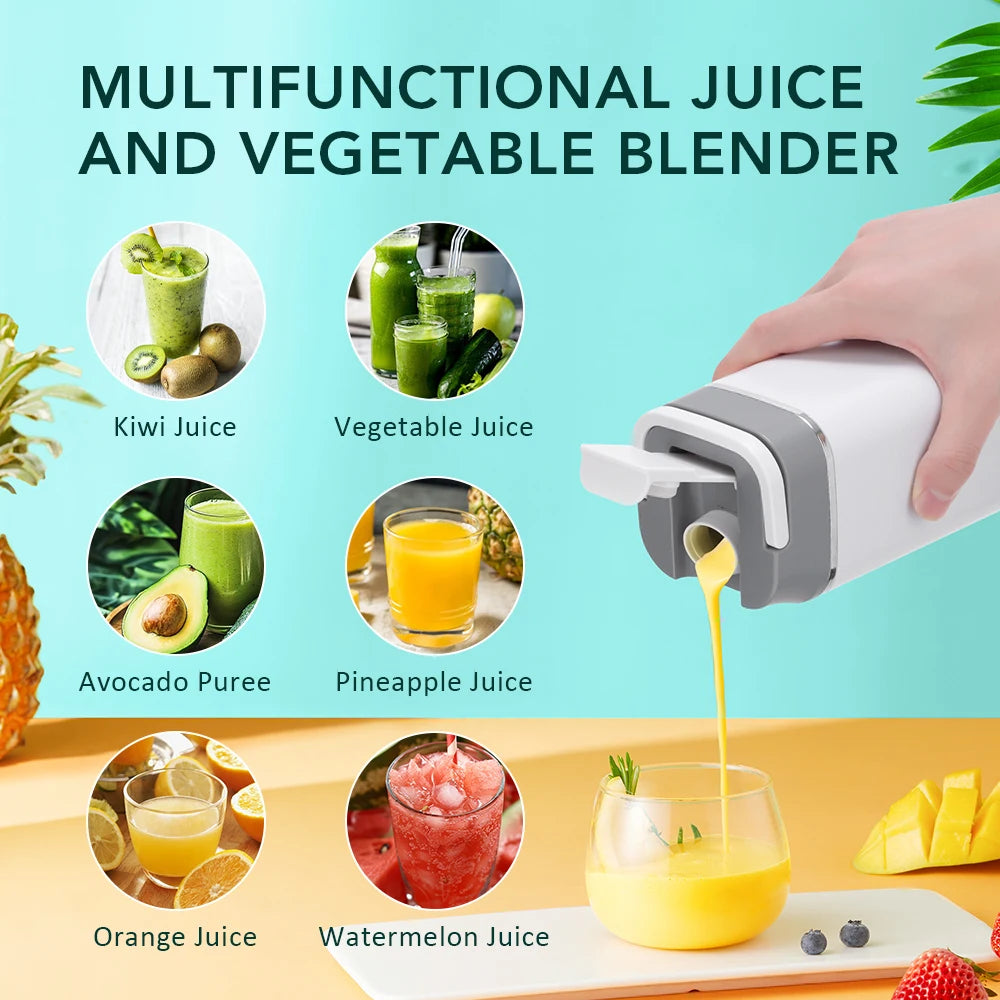 Electric Juicer Cup 2 Cups For Travel 6 Blades Portable Juicer Mixer Usb Charge Fresh Fruit Juice Personal Blender Smoothie
