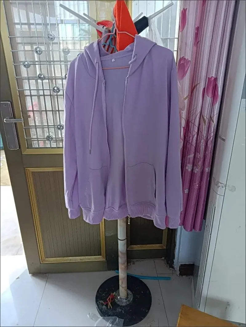 2025 Primavera Autunno Donna Felpe con cappuccio Felpe Giacca con cerniera Studentessa Top Sottile cappotto a maniche lunghe Lady Viola Capispalla casual