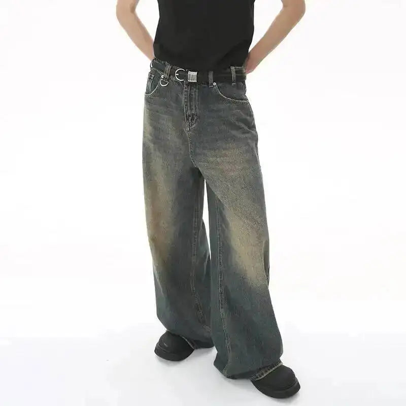 IEFB Pantaloni in denim da uomo estivi Vecchio blu lavato Jeans maschili Dritto Casual da uomo Pantaloni larghi a gamba larga Nuova moda 9C354