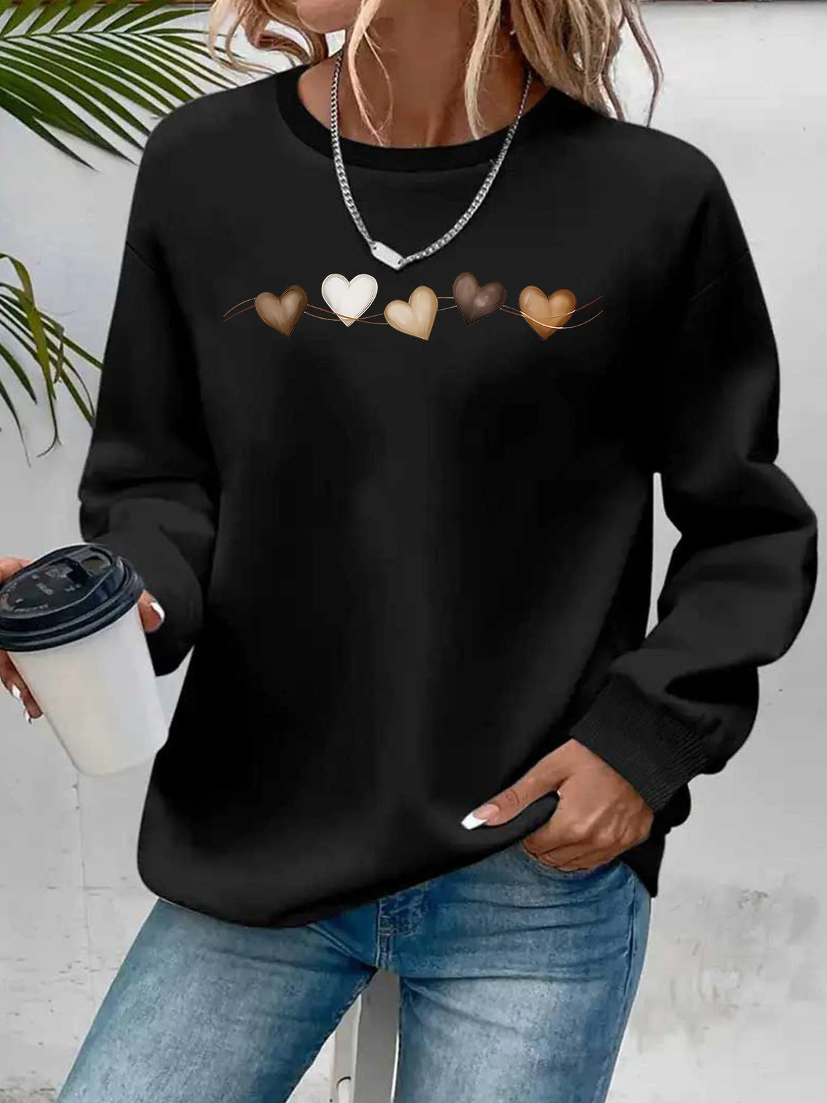 Pullover con cappuccio girocollo a maniche lunghe in velluto stampato con motivo a lettere comode e casual autunnali e invernali da donna