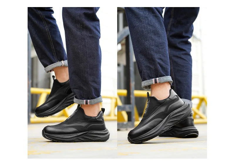 Scarpe da Cuoco in Pelle da Uomo Impermeabili Antiscivolo Resistenti all'Olio, Mocassini Casual da Uomo Resistenti all'Usura