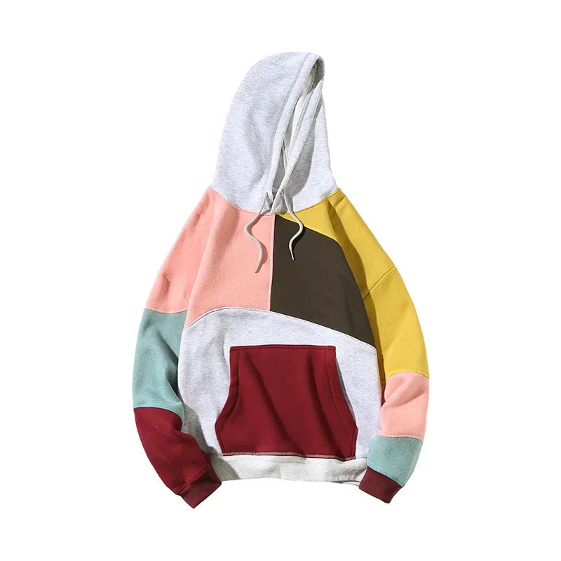 Felpe con cappuccio uomo autunno inverno Casual sciolto Moda uomo mendicante Punk Hip Pop Patchwork velluto Pullover coppie maschio Moda Streetwear