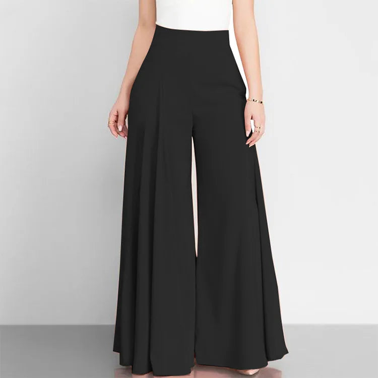Pantaloni a gamba larga a vita alta da donna alla moda Primavera Autunno Pantaloni a zampa d'elefante eleganti femminili Pantaloni lunghi larghi casual per le vacanze solidi Nuovo