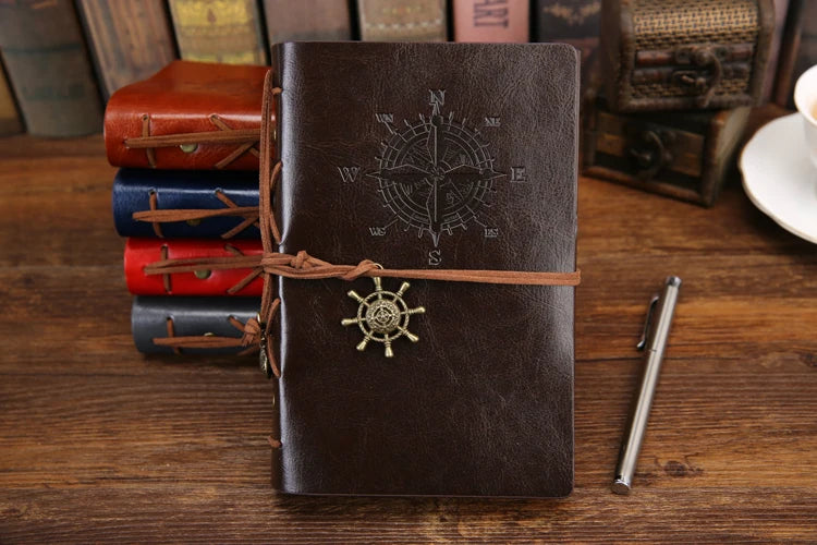 Retro Spiral Notebook Diary Notepad Vintage Pirate Anchors PU Leather Note Book Replaceable Stationery Gift Traveler Journal