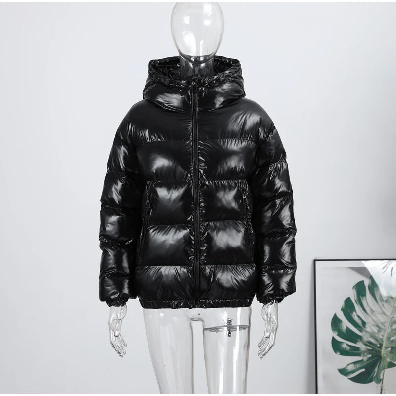 2025 Autunno Inverno Stile neutro Cappotto imbottito in cotone Casual Cerniera con cappuccio Giacca solida Moda Parka caldo a prova di freddo Capispalla