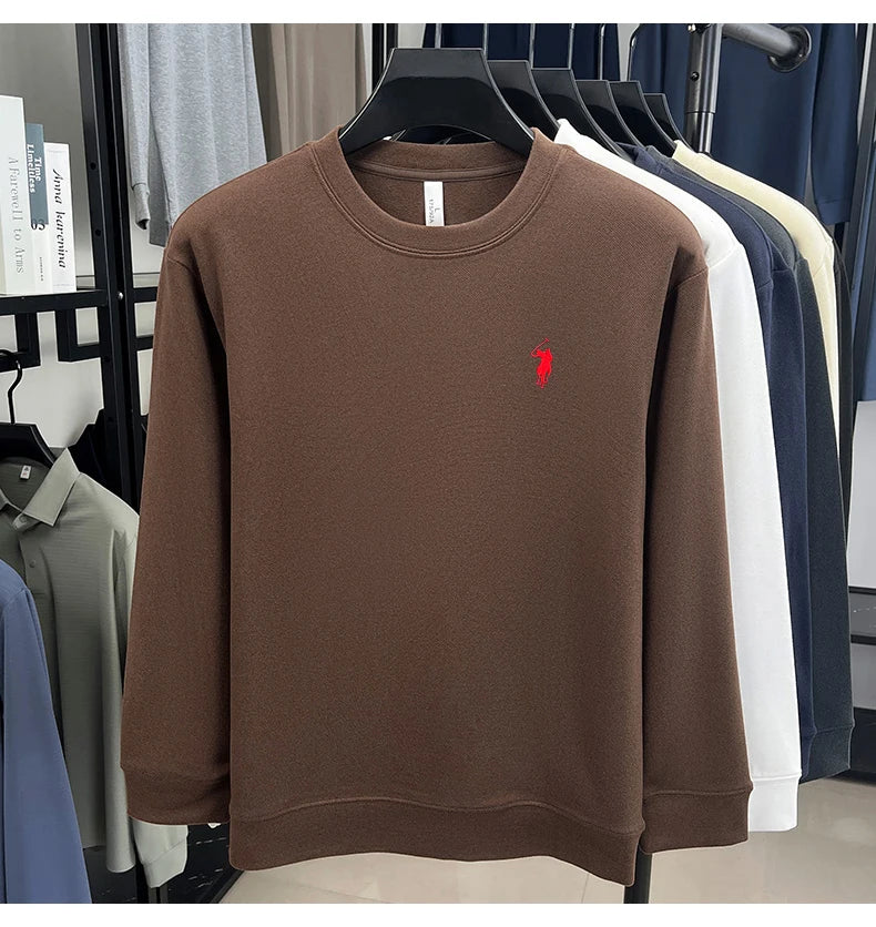 T-shirt a maniche lunghe di marca di lusso da uomo autunno Paul trendy squisito pony ricamo pullover allentato casual girocollo felpa