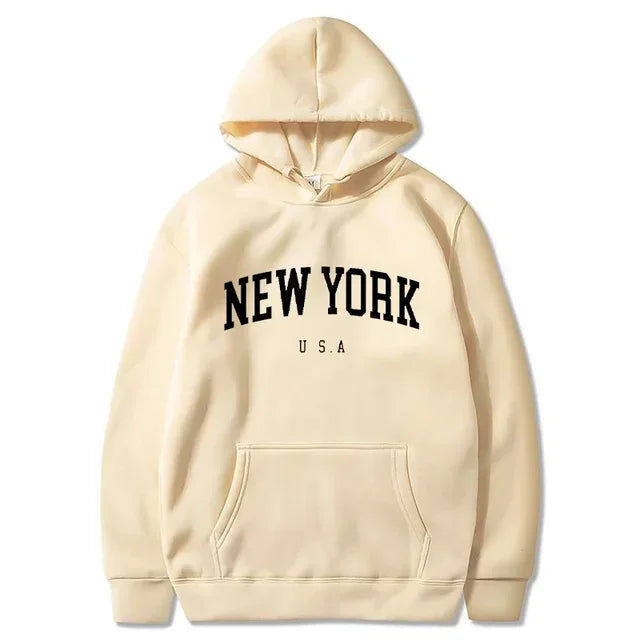 Uomo Donna New York USA City Felpe con cappuccio Moda Lettera stampata Felpe grafiche Allentate Casual Harajuku Pullover con cappuccio Abbigliamento sportivo