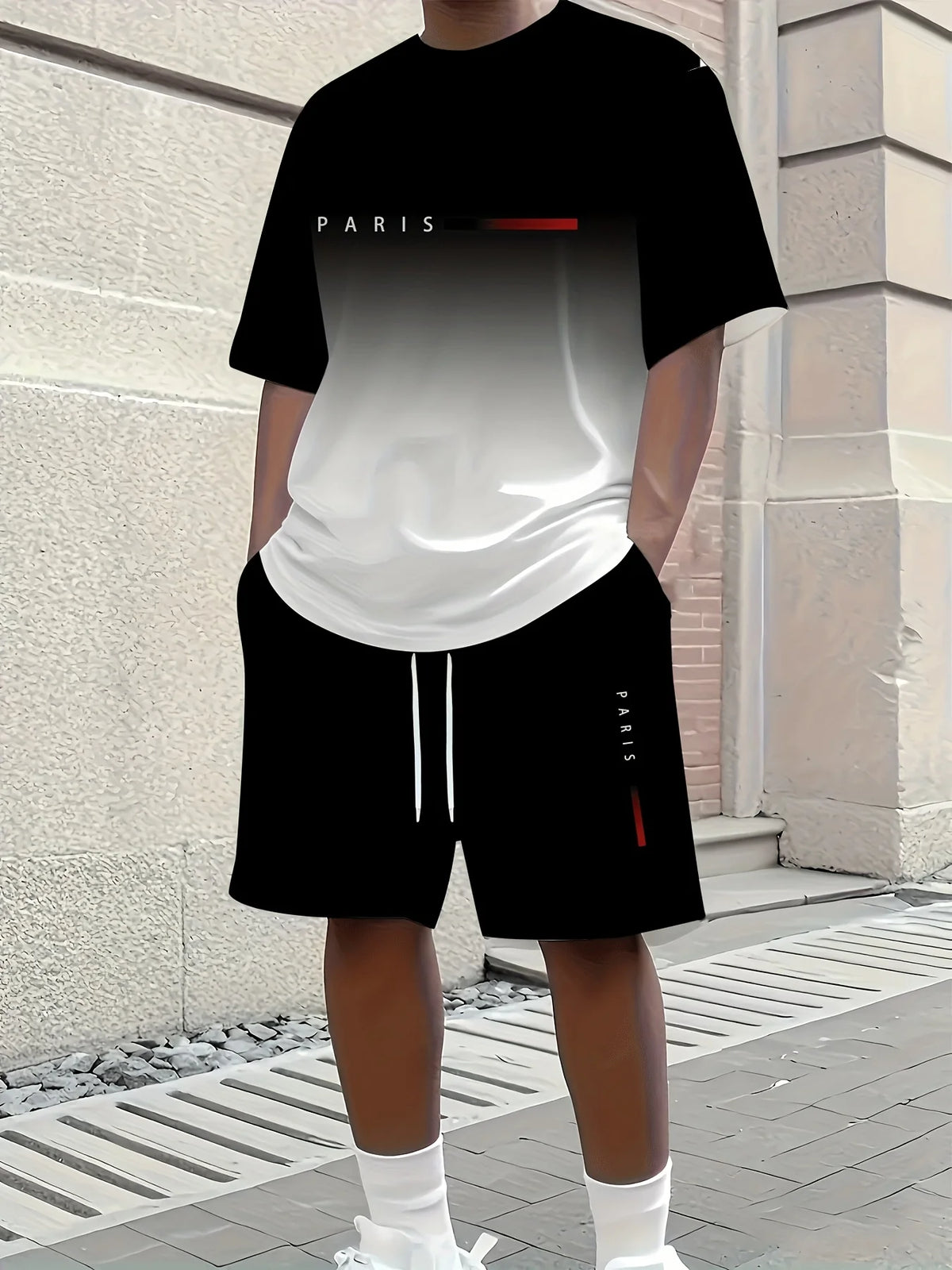 Set sportivo da uomo Set da due pezzi Girocollo Top a maniche corte e pantaloncini Completo da corsa da uomo T-shirt taglie forti T-shirt estiva da uomo
