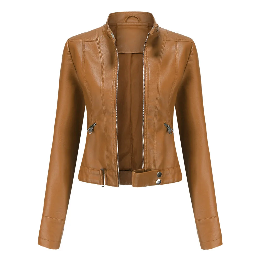 Giacca in Ecopelle da Donna 2026 Nuova Collezione Primavera Autunno Cappotto Donna Capospalla Nero Rosso Caffè Marrone Viola Chaqueta Mujer 3XL XXXL 2XL