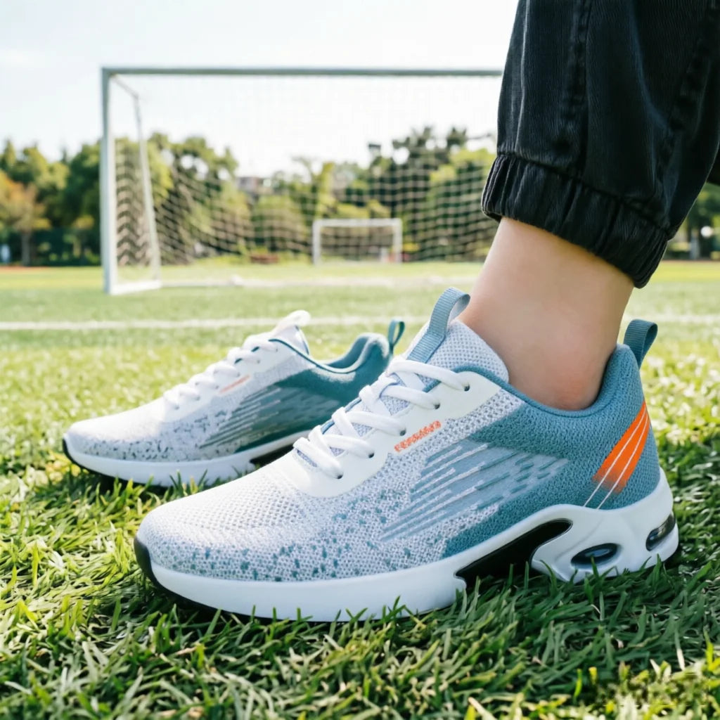 Scarpe da corsa alla moda da uomo, traspiranti in rete con supporto ammortizzato ad aria per palestra e uso quotidiano