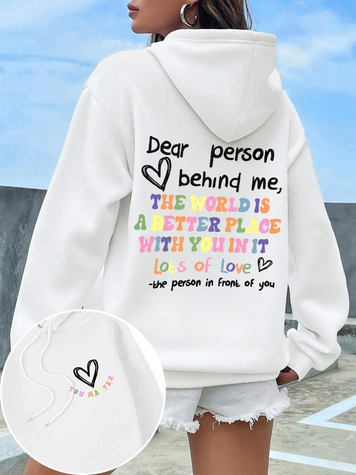 Caro persona dietro la felpa con cappuccio da donna lettere colorate caldo pile donna felpa con cappuccio fodera in pelliccia felpe con cappuccio primavera autunno Y2K top casual