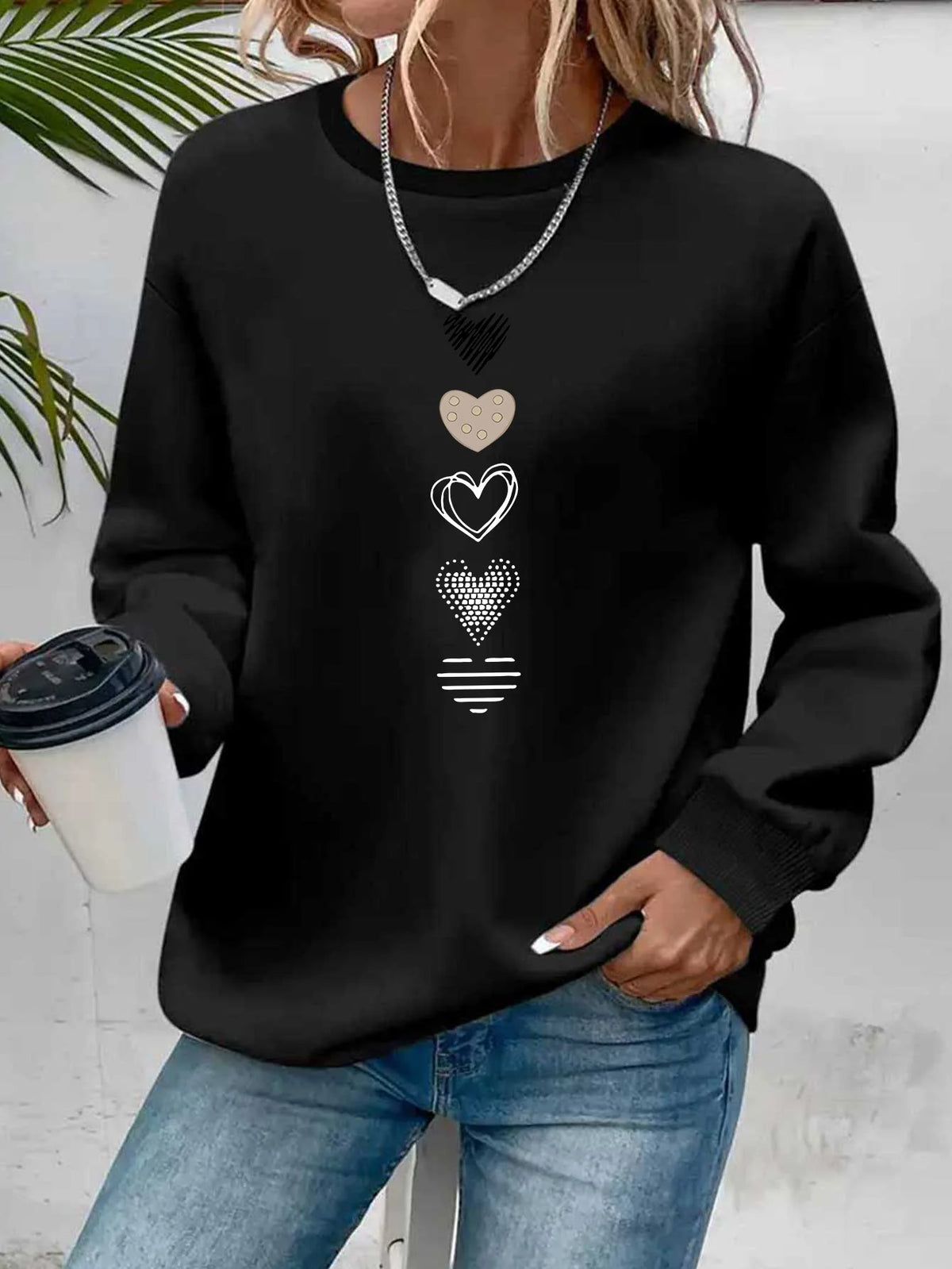Pullover con cappuccio girocollo a maniche lunghe in velluto stampato con motivo a lettere comode e casual autunnali e invernali da donna