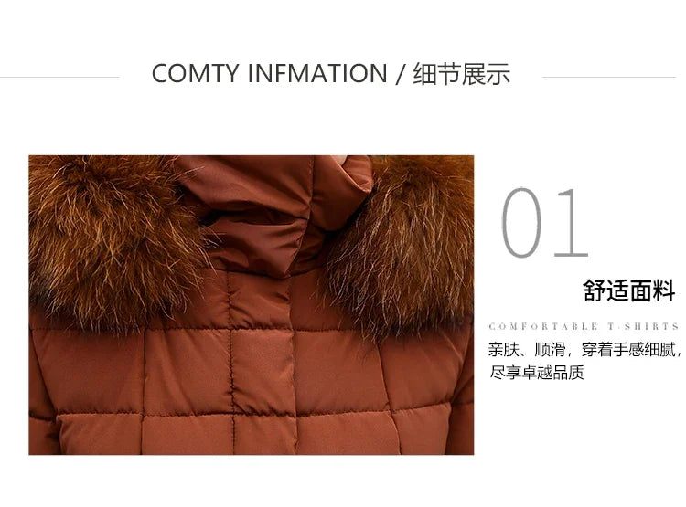 Cappotto Parka lungo in cotone piumino femminile nuovo inverno sopra il ginocchio ampio collo in pelliccia con cappuccio caldo parka spesso soprabito imbottito da donna