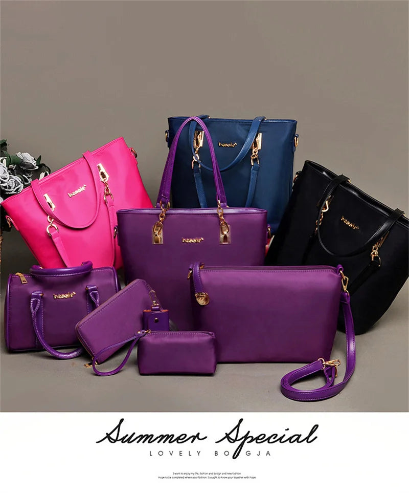 TRAVEASY 6 Set Borsa da donna alla moda Oxford Nuove borse da donna Borse tote di grande capacità Borsa a tracolla piccola per donna